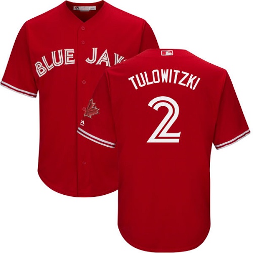 Blue Jays #2 Troy Tulowitzki Red Cool Base Canada Day Stitched Youth MLB Jersey - Click Image to Close
